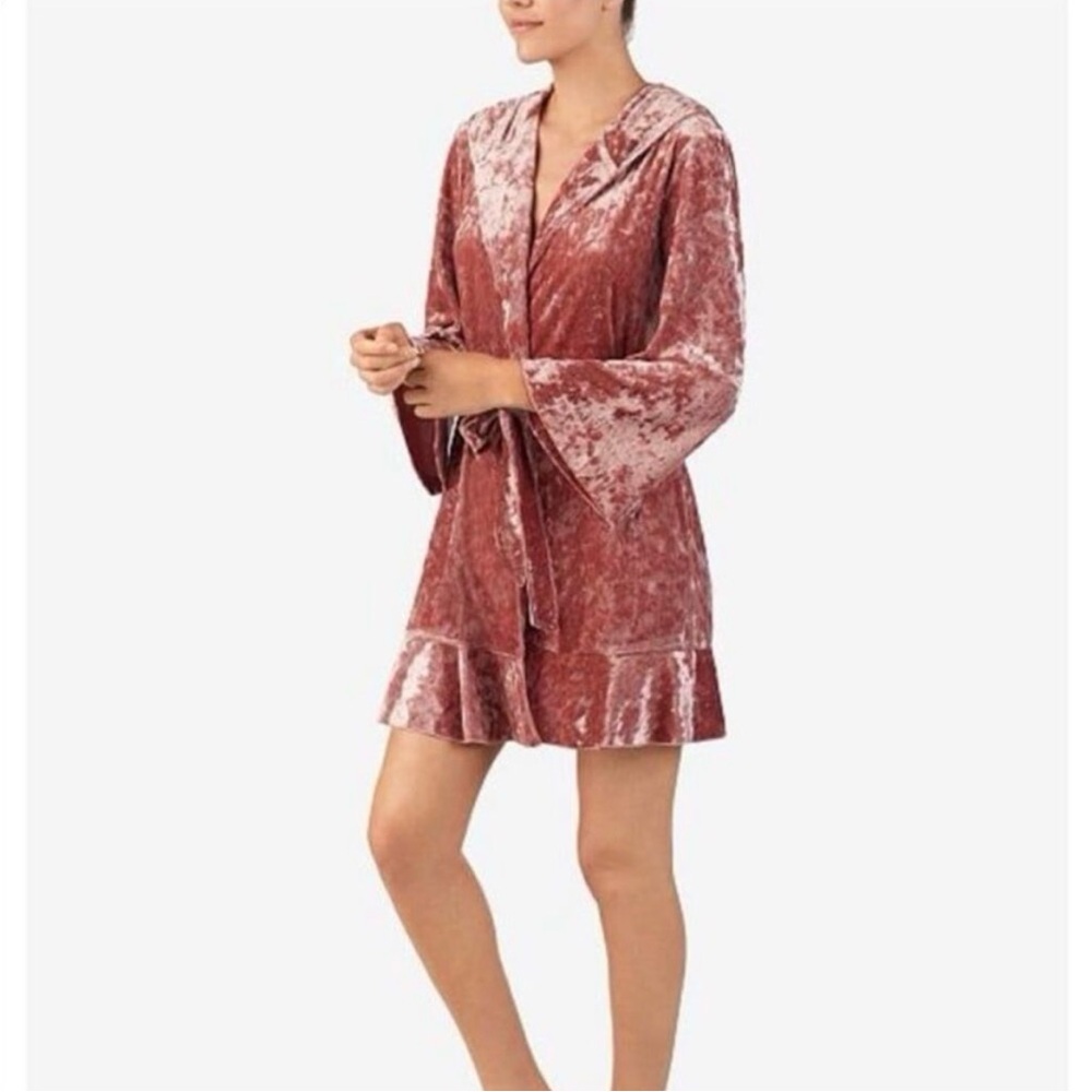 Betsey Johnson Velvet Robe in Blush Pink